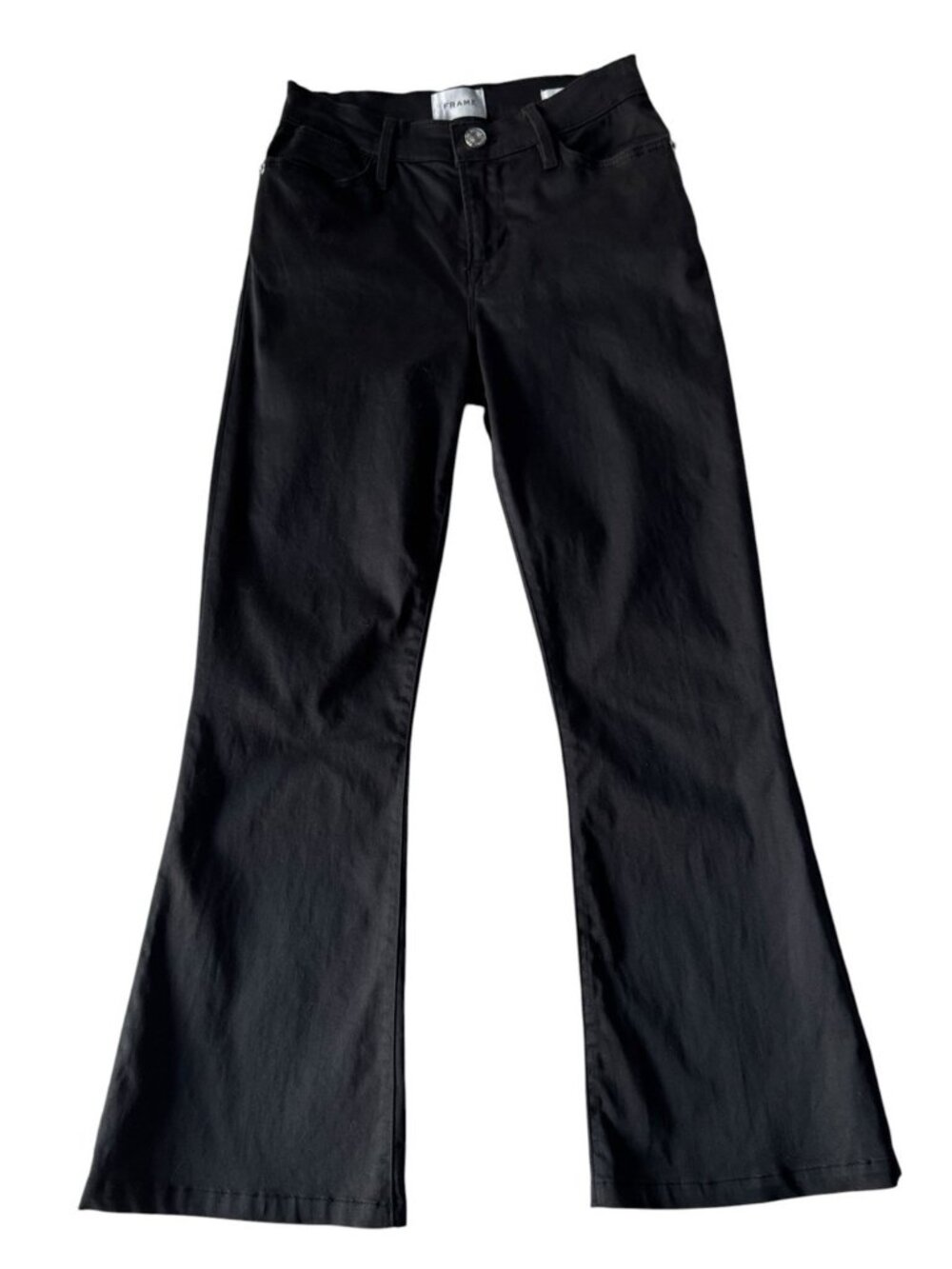 Frame Women’s Sz 26 Le High Flare Black Denim Jeans - Picture 2 of 11